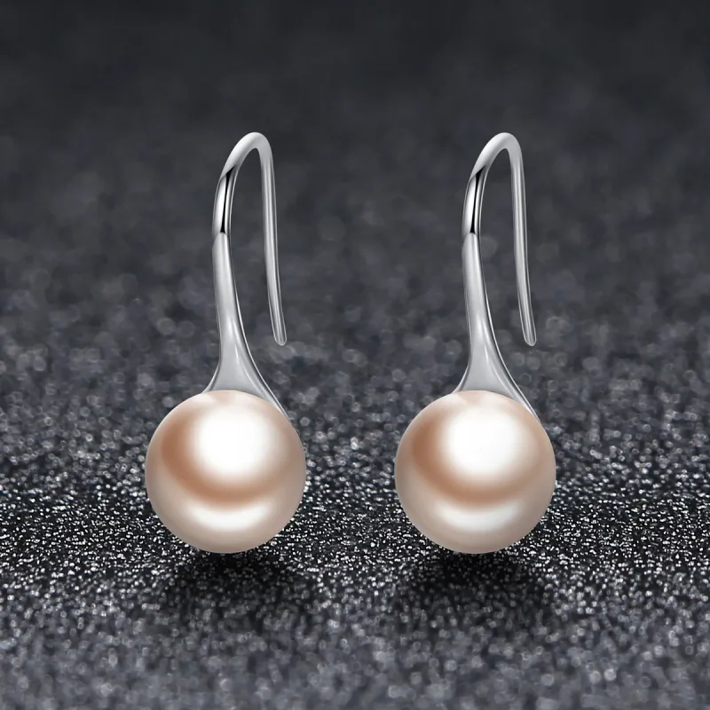 (slika za) Srebrni viseči uhani z zlatimi biseri v stilu Pandora - SCE146 - Ogled 3