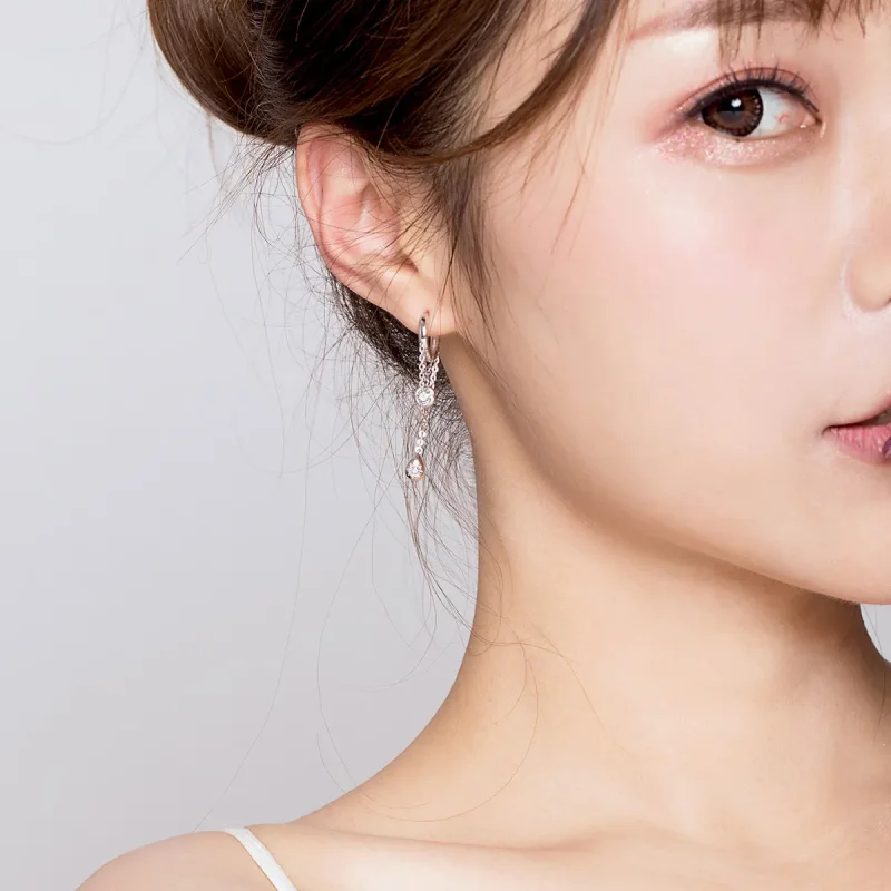 (slika za) Srebrni viseči uhani za puberteto v stilu Pandora - SCE638 - Ogled 5