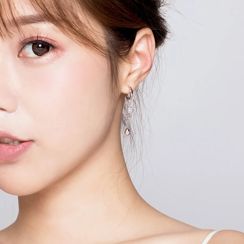 (slika za) Srebrni viseči uhani za puberteto v stilu Pandora - SCE638 - Ogled 6