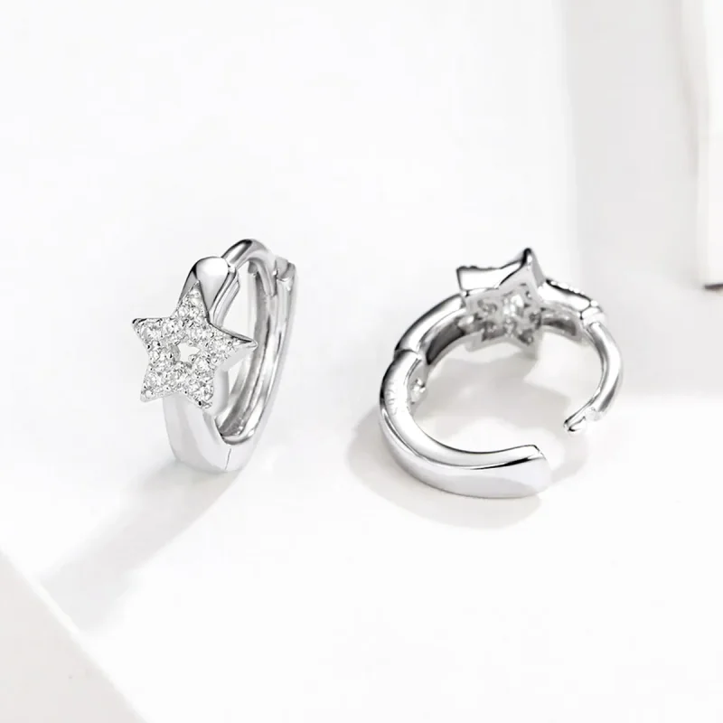 (slika za) Svetli srebrni zvezdasti uhani v slogu Pandora - BSE172 - Ogled 5