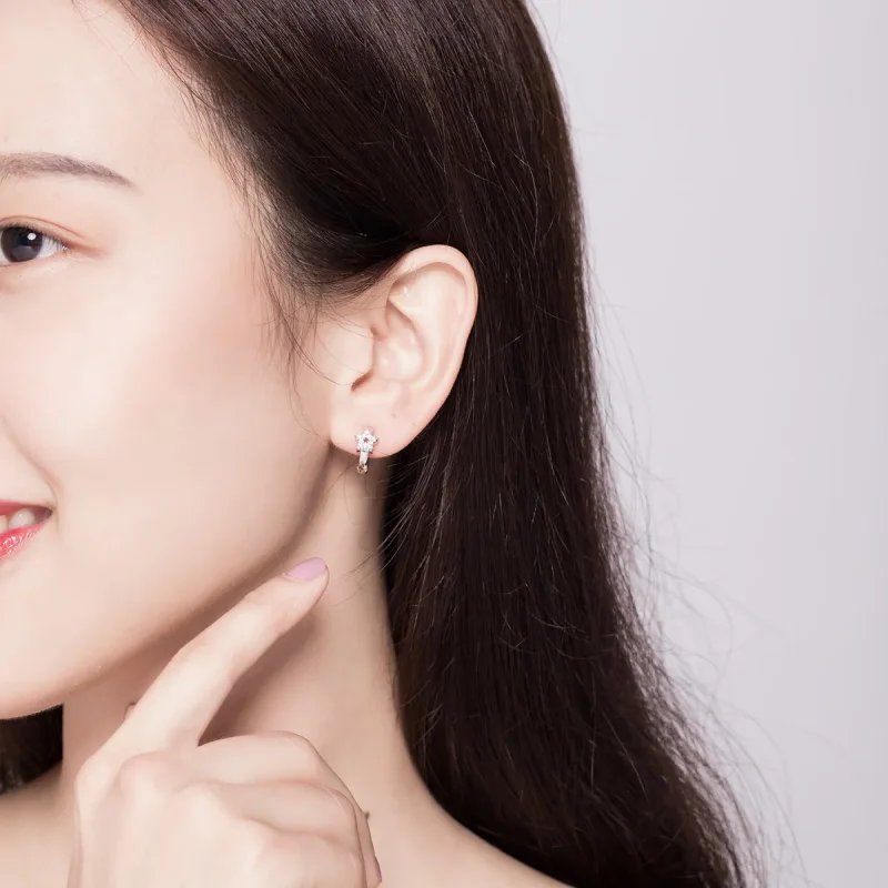 (slika za) Svetli srebrni zvezdasti uhani v slogu Pandora - BSE172 - Ogled 6