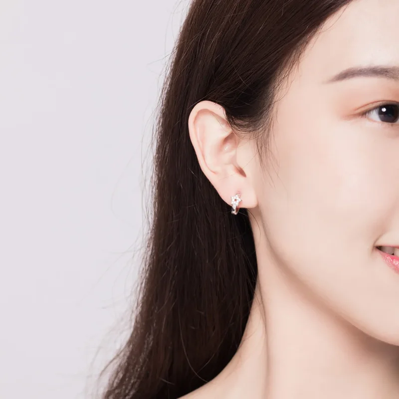 (slika za) Svetli srebrni zvezdasti uhani v slogu Pandora - BSE172 - Ogled 7