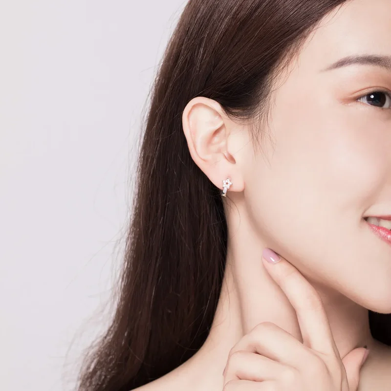 (slika za) Svetli srebrni zvezdasti uhani v slogu Pandora - BSE172 - Ogled 8