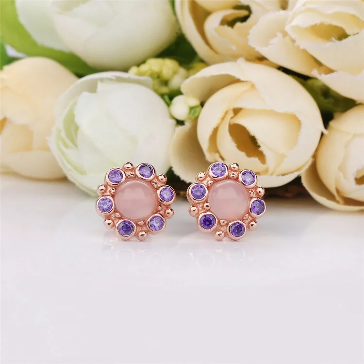 Uhani Heraldic Radiance, PANDORA Rose™ roza in vijolični kristali - 287728NPM
