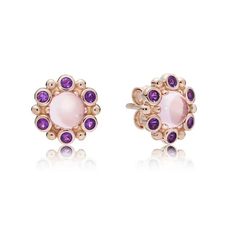 Uhani Heraldic Radiance, PANDORA Rose™ roza in vijolični kristali - 287728NPM