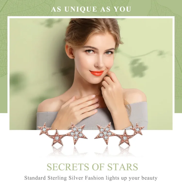 Uhani iz rožnatega zlata v stilu Pandora Secrets of Stars - SCE291
