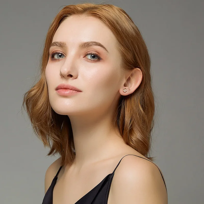 (slika za) Uhani z metulji v stilu Pandora iz rožnatega zlata - SCE776 - Ogled 5