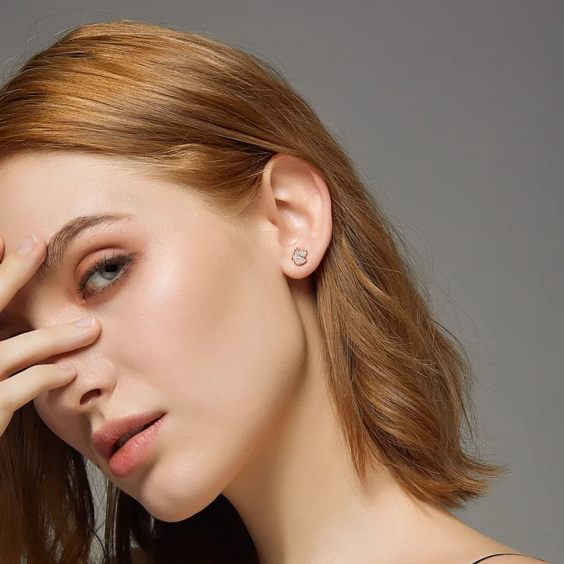 (slika za) Uhani z metulji v stilu Pandora iz rožnatega zlata - SCE776 - Ogled 7