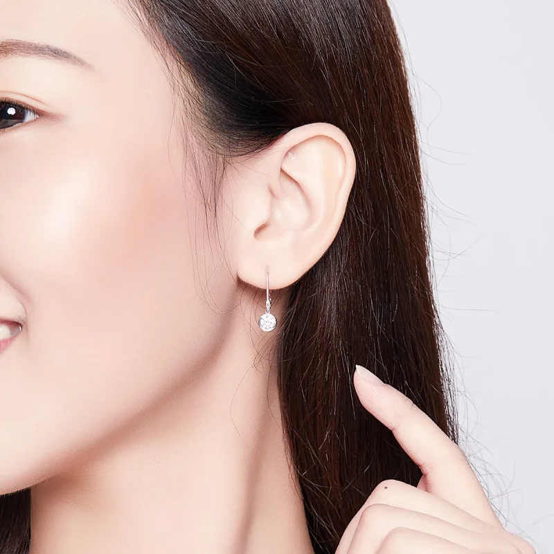 (slika za) Viseči srebrni bleščeči uhani v stilu Pandora - SCE747 - Ogled 5