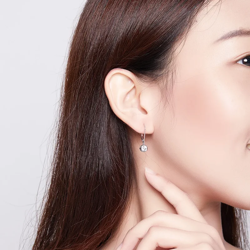 (slika za) Viseči srebrni bleščeči uhani v stilu Pandora - SCE747 - Ogled 7