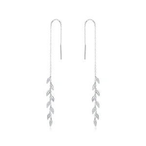 (slika za) Viseči srebrni sijoči pšenični uhani v slogu Pandora - BSE447