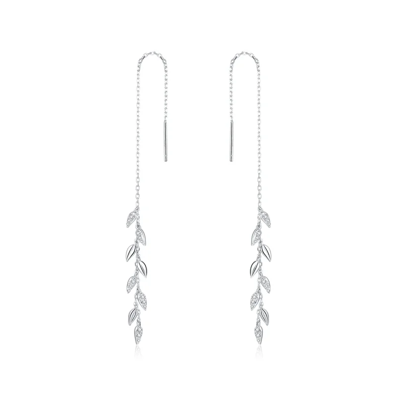 (slika za) Viseči srebrni sijoči pšenični uhani v slogu Pandora - BSE447 - Slika izdelka