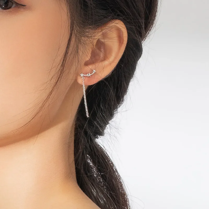 (slika za) Viseči srebrni zvezdasti uhani v slogu Pandora - BSE361 - Ogled 7