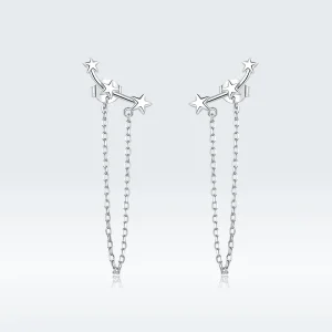 (slika za) Viseči srebrni zvezdasti uhani v slogu Pandora - BSE361