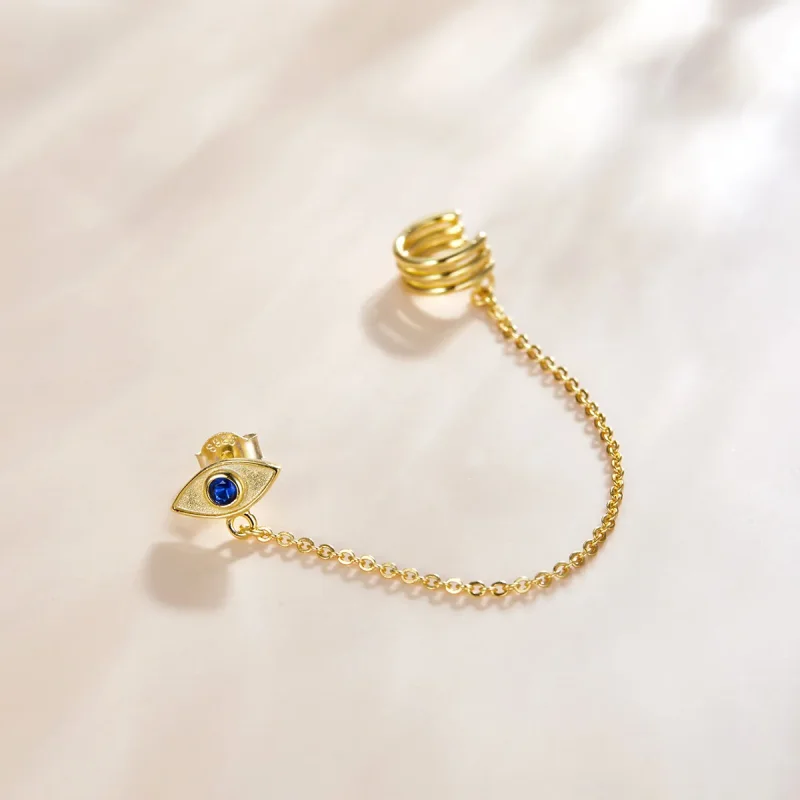 (slika za) Viseči uhani Hudičevo oko v slogu Pandora, 18-karatno pozlačeni - SCE1096 - Ogled 4