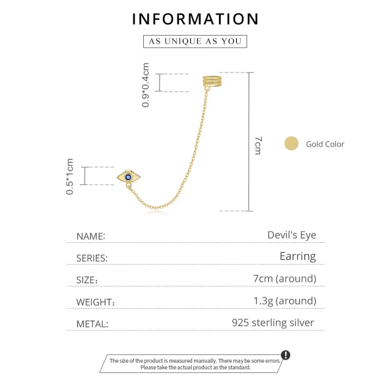 (slika za) Viseči uhani Hudičevo oko v slogu Pandora, 18-karatno pozlačeni - SCE1096 - Ogled 8