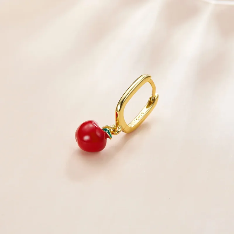 (slika za) Viseči uhani iz 18-karatnega pozlačenega jabolka v stilu Pandora - SCE1079 - Ogled 2