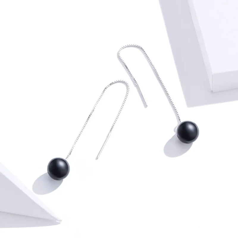 (slika za) Viseči uhani iz srebrnega ahata v stilu Pandora - SCE878 - Ogled 3