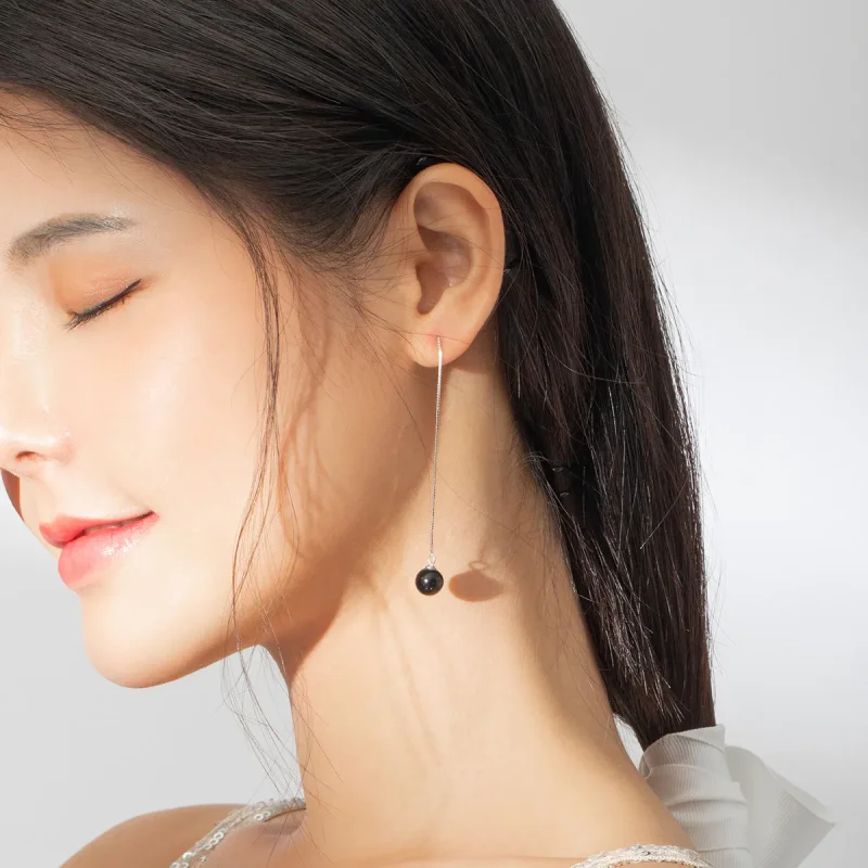 (slika za) Viseči uhani iz srebrnega ahata v stilu Pandora - SCE878 - Ogled 6