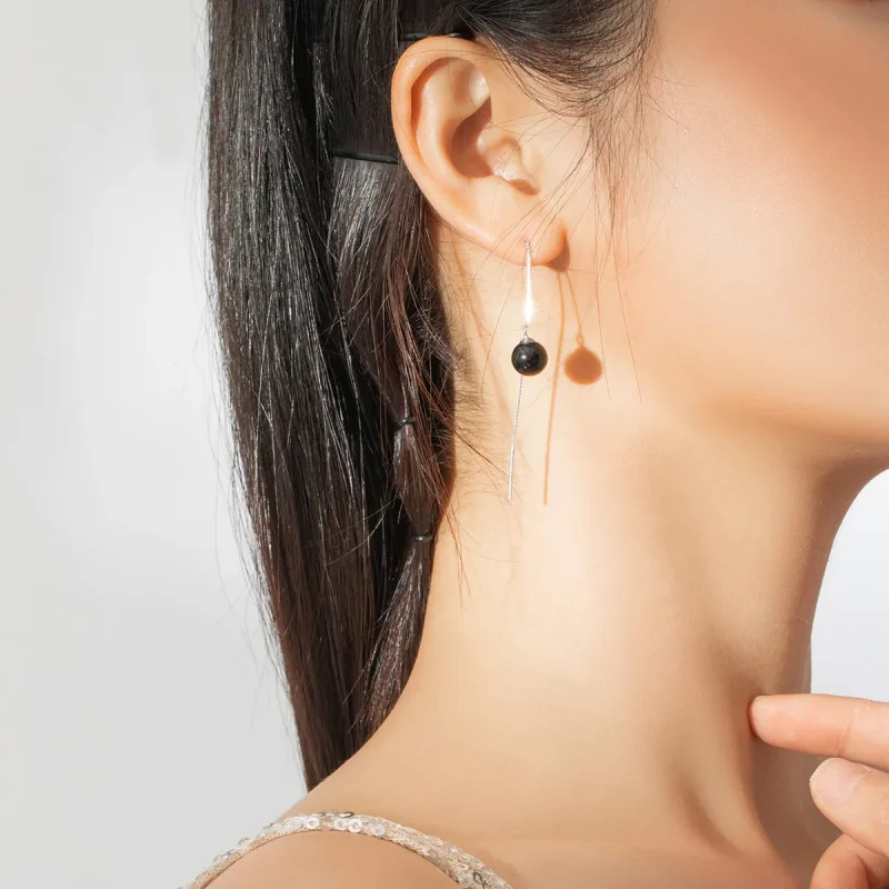 (slika za) Viseči uhani iz srebrnega ahata v stilu Pandora - SCE878 - Ogled 7