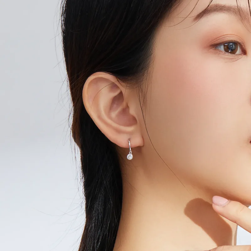 (slika za) Viseči uhani iz srebrnega cirkonija v stilu Pandora - SCE830 - Ogled 5