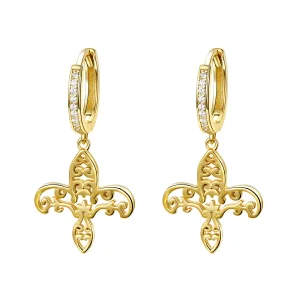 (slika za) Viseči uhani s pozlačenim irisom v stilu Pandora - SCE535