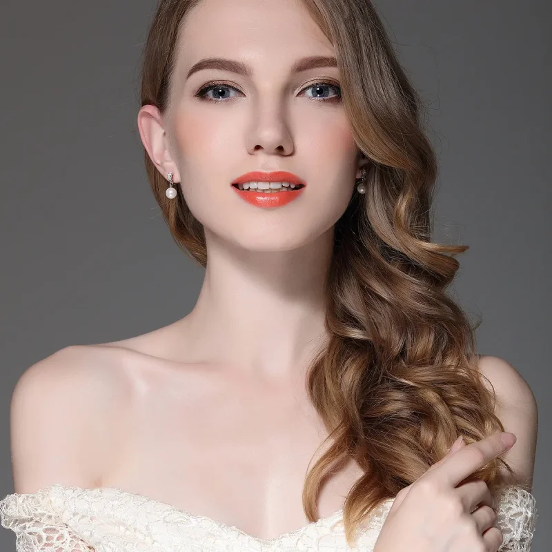 (slika za) Viseči uhani s srebrnimi biseri v stilu Pandora - SCE006 - Ogled 2