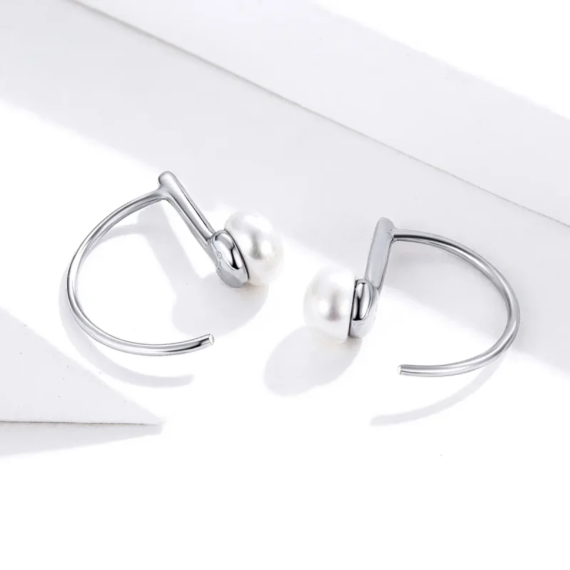 (slika za) Viseči uhani s srebrnimi biseri v stilu Pandora - SCE604-A - Ogled 4