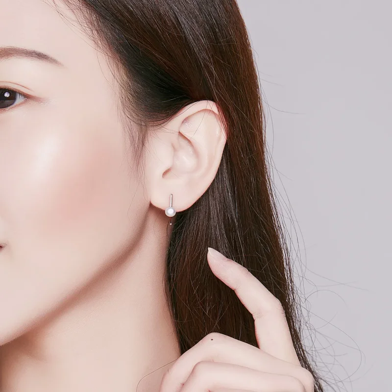 (slika za) Viseči uhani s srebrnimi biseri v stilu Pandora - SCE604-A - Ogled 5