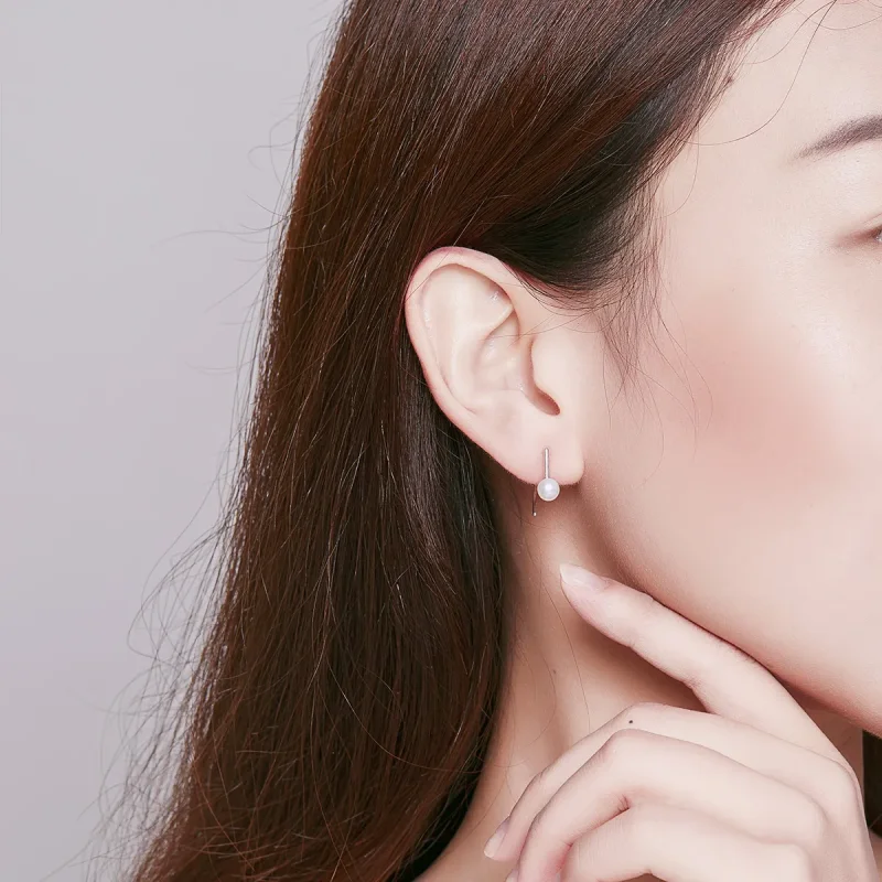 (slika za) Viseči uhani s srebrnimi biseri v stilu Pandora - SCE604-A - Ogled 6