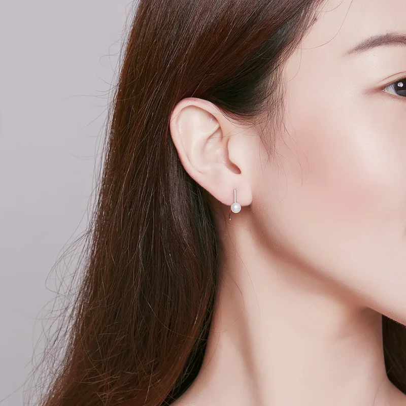 (slika za) Viseči uhani s srebrnimi biseri v stilu Pandora - SCE604-A - Ogled 7