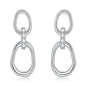 (slika za) Viseči uhani s srebrno geometrijo v stilu Pandora - SCE1016