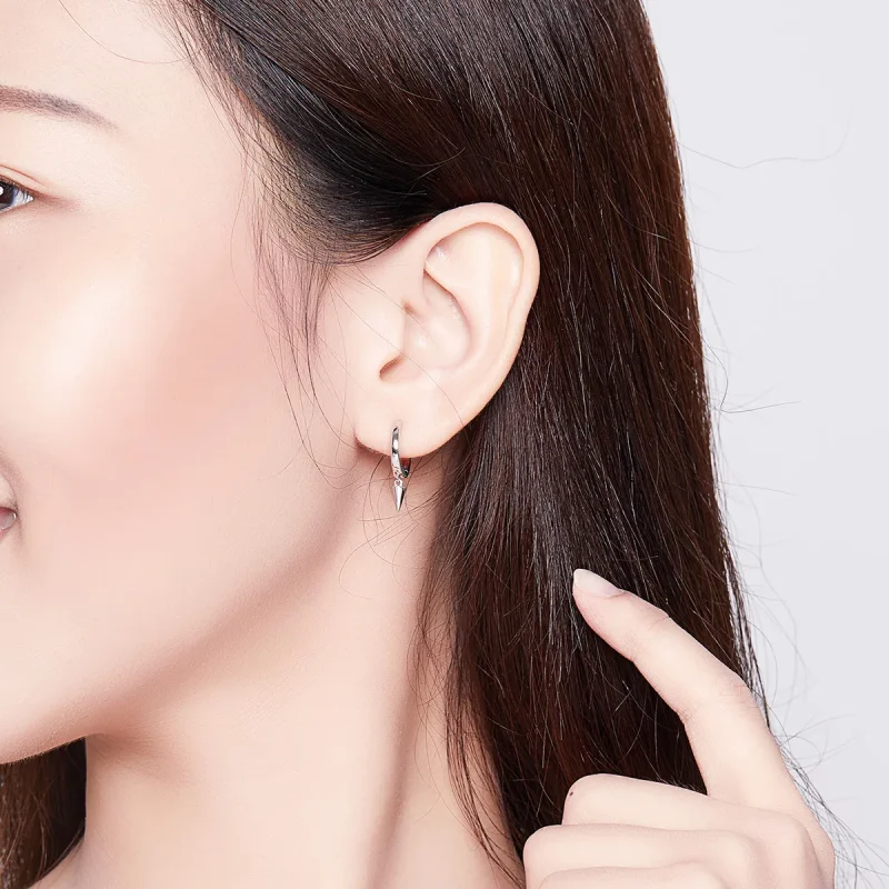 (slika za) Viseči uhani s srebrno geometrijo v stilu Pandora - SCE744 - Ogled 5