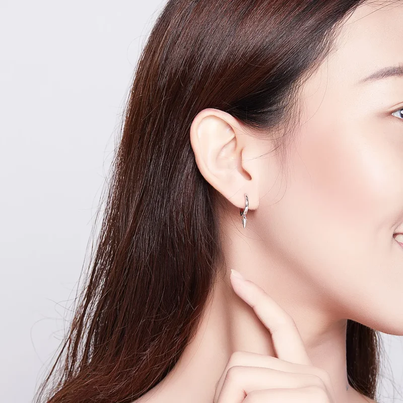 (slika za) Viseči uhani s srebrno geometrijo v stilu Pandora - SCE744 - Ogled 7