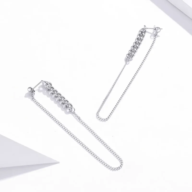 (slika za) Viseči uhani s srebrno vintage verižico v stilu Pandora - SCE1011 - Ogled 2