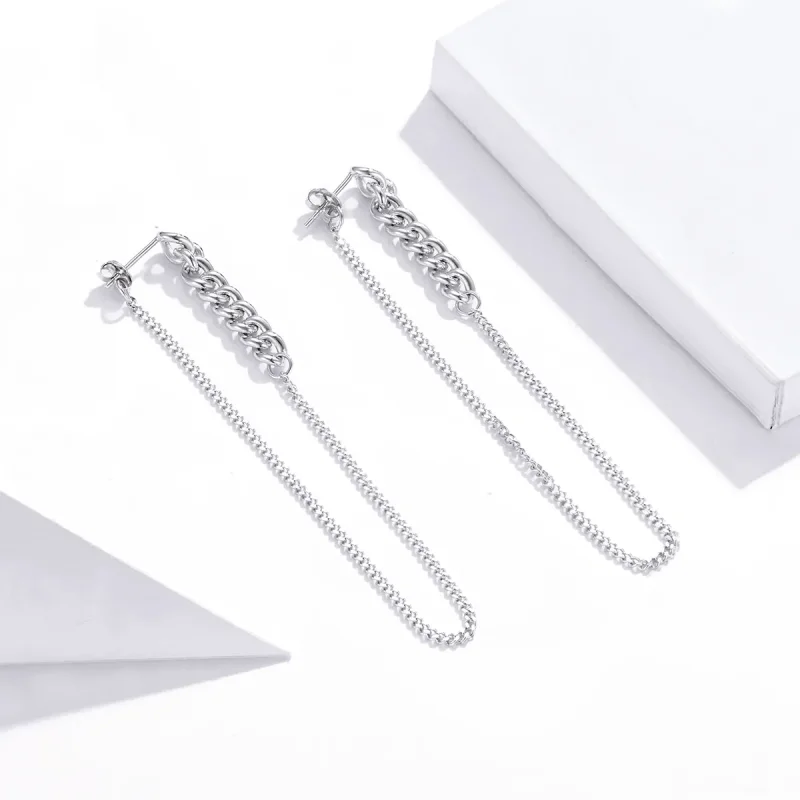 (slika za) Viseči uhani s srebrno vintage verižico v stilu Pandora - SCE1011 - Ogled 3