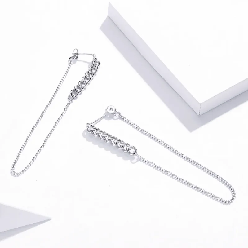 (slika za) Viseči uhani s srebrno vintage verižico v stilu Pandora - SCE1011 - Ogled 4