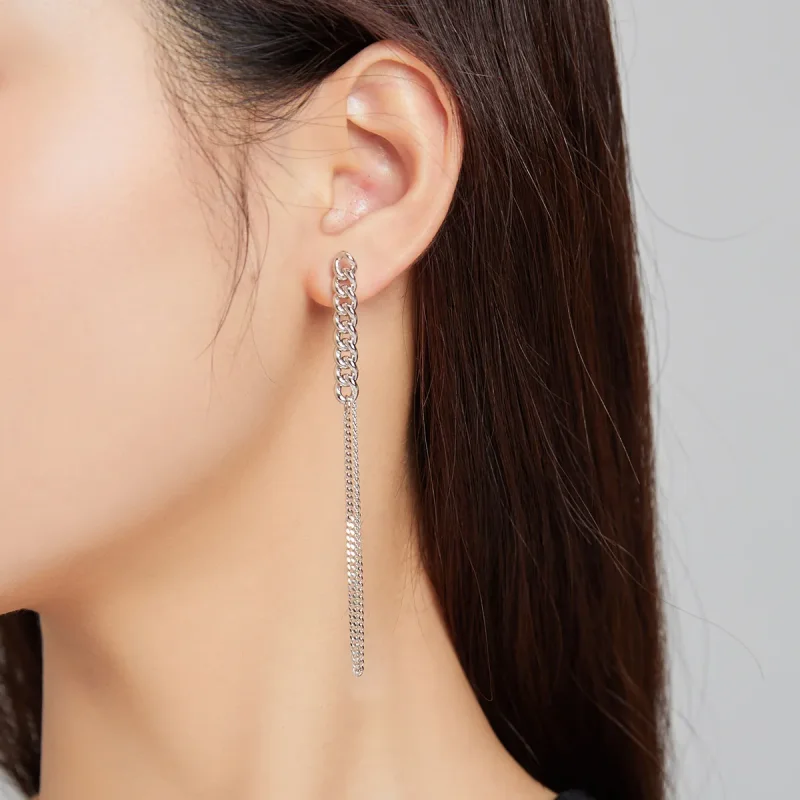 (slika za) Viseči uhani s srebrno vintage verižico v stilu Pandora - SCE1011 - Ogled 5