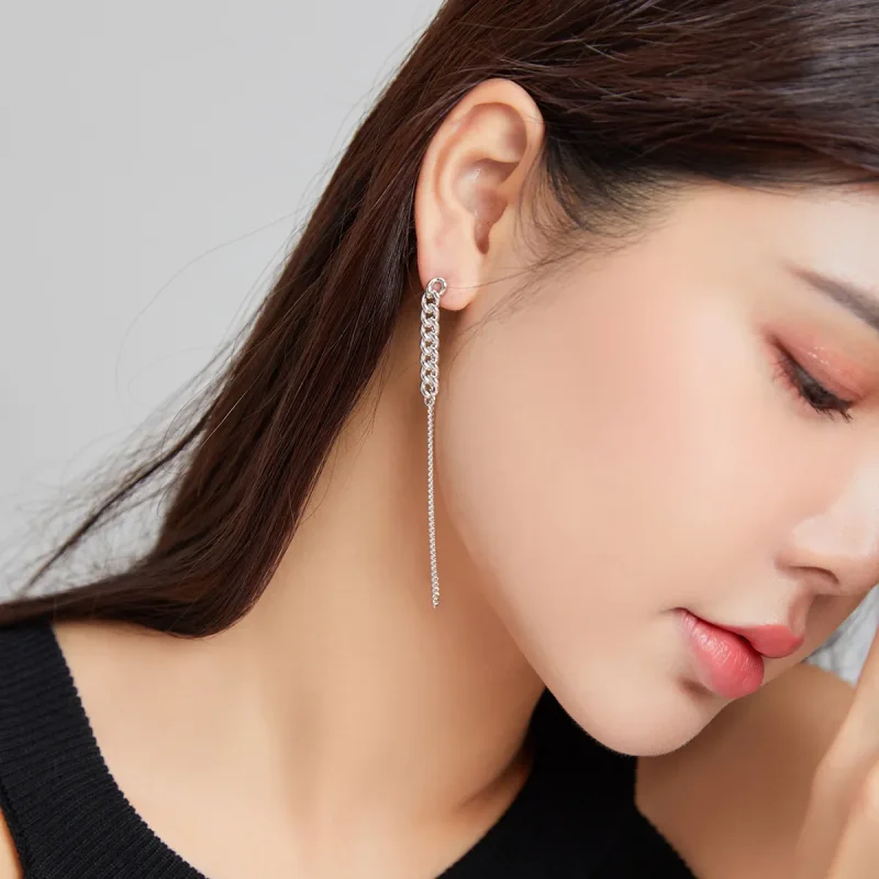 (slika za) Viseči uhani s srebrno vintage verižico v stilu Pandora - SCE1011 - Ogled 7