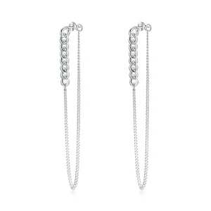 (slika za) Viseči uhani s srebrno vintage verižico v stilu Pandora - SCE1011