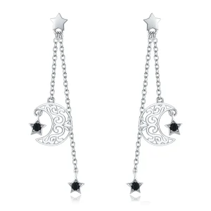 (slika za) Viseči uhani s srebrno zvezdno luno v slogu Pandora - SCE528
