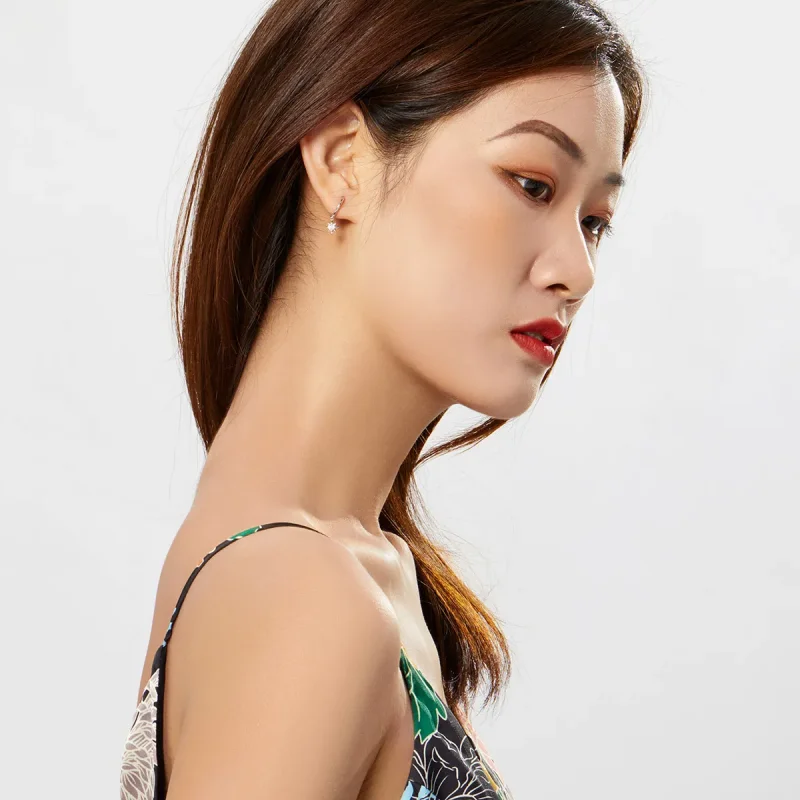 (slika za) Viseči uhani s srebrno zvezdo v stilu Pandora - SCE759 - Ogled 5