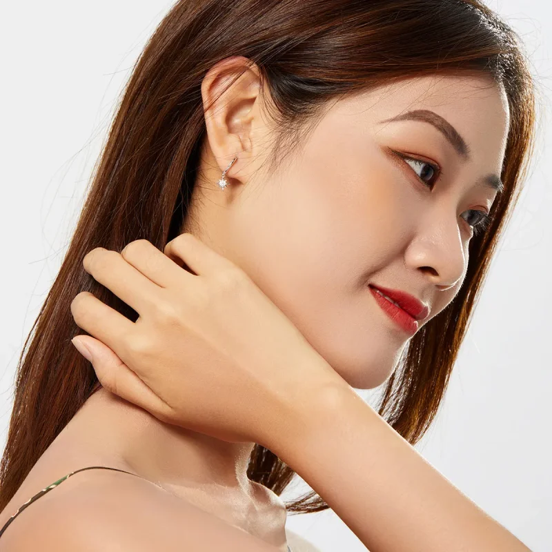 (slika za) Viseči uhani s srebrno zvezdo v stilu Pandora - SCE759 - Ogled 6