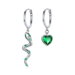 Viseči uhani v slogu Pandora, The Love of the Snake & Green Heart - SCE1006