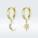 Viseči uhani v stilu Pandora, 18-karatno pozlačeni luna in zvezda - SCE785 Viseči uhani v stilu Pandora, 18-karatno pozlačeni luna in zvezda - SCE785