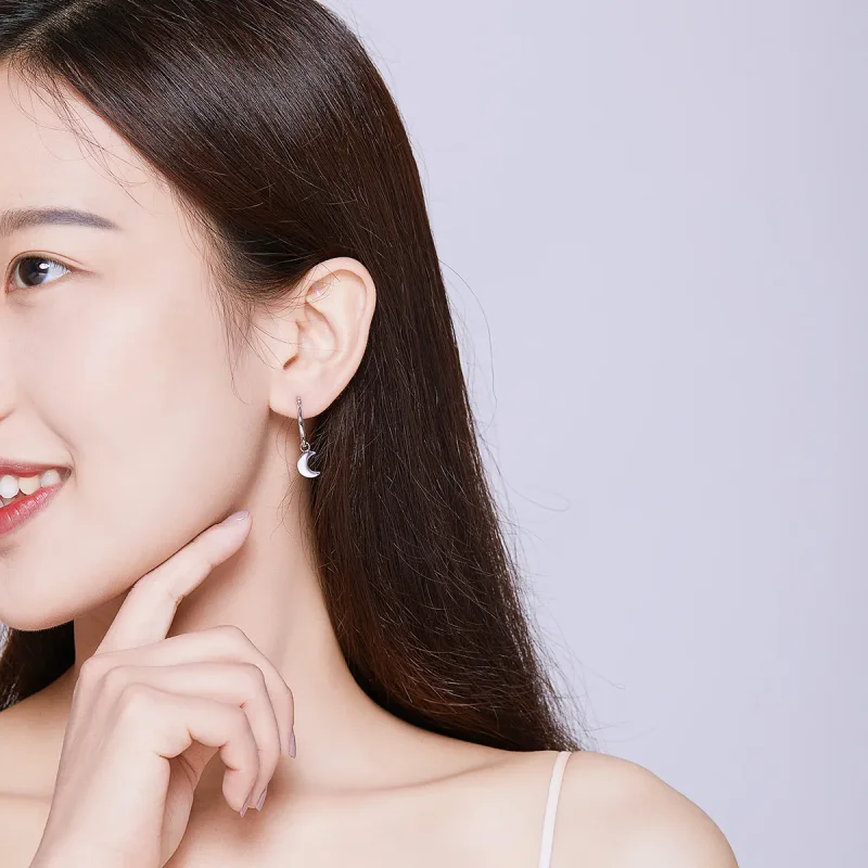 (slika za) Viseči uhani z asimetrijo srebrne zvezde in lune v stilu Pandora - SCE681 - Ogled 5