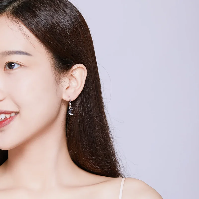 (slika za) Viseči uhani z asimetrijo srebrne zvezde in lune v stilu Pandora - SCE681 - Ogled 7