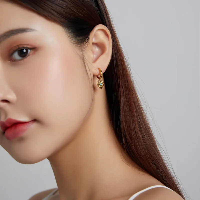 (slika za) Pandora Style Skrivnostna Španija - Viseči uhani Lucky Heart - SCE1141 - Ogled 8