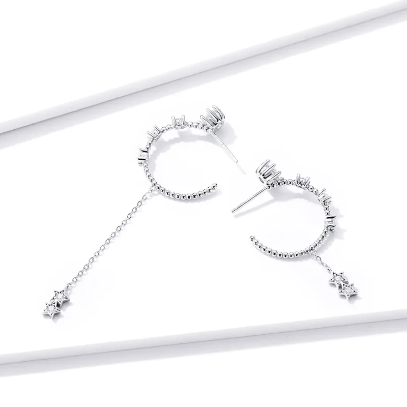 (slika za) Svetli viseči uhani v slogu Pandora - BSE310 - Ogled 2