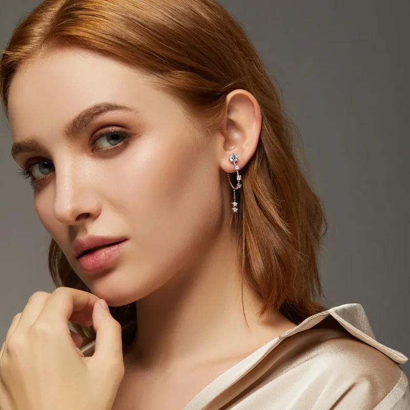 (slika za) Svetli viseči uhani v slogu Pandora - BSE310 - Ogled 6